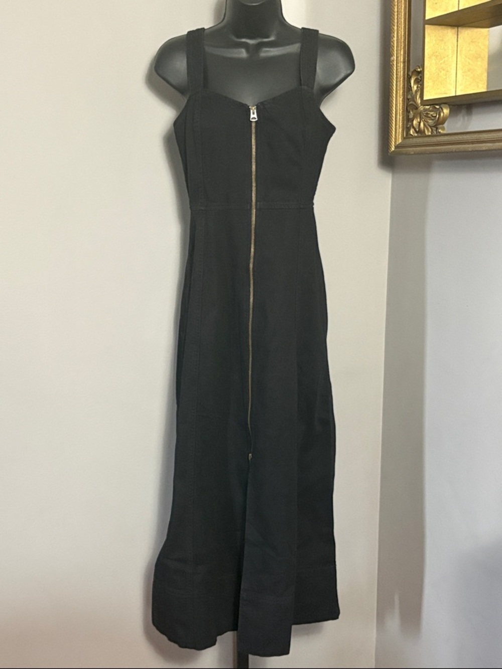NEW GAP Small Petite SP UltraSoft Denim Zip Front Maxi Dress Black Wash NWT - Picture 2 of 7